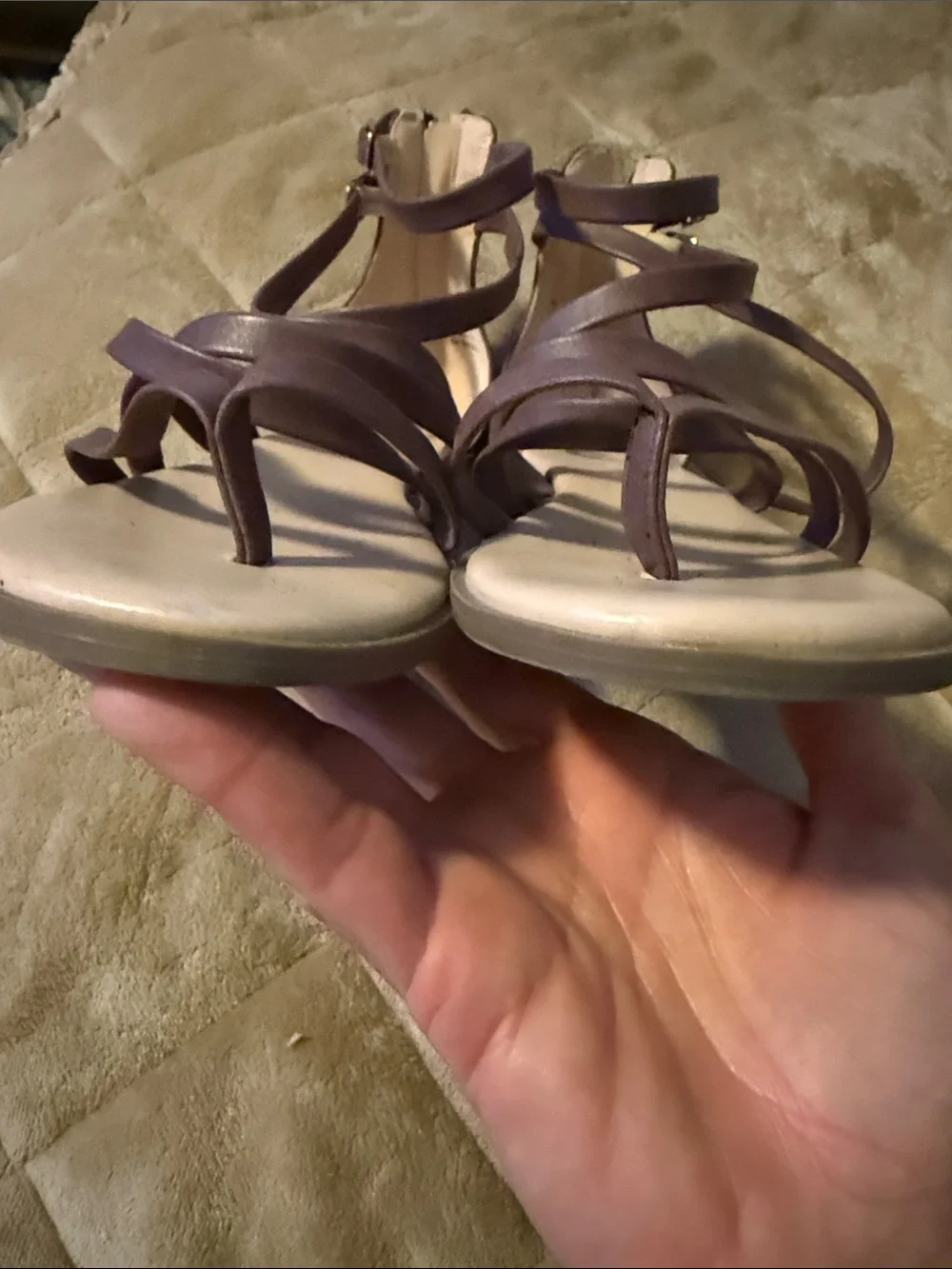 Journee Collection Brown Strappy Wrap Sandals with Nude Footbed